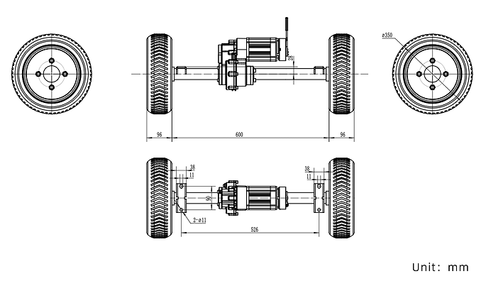1000W BLDC Transaxle ND42-1-43.9G drawing