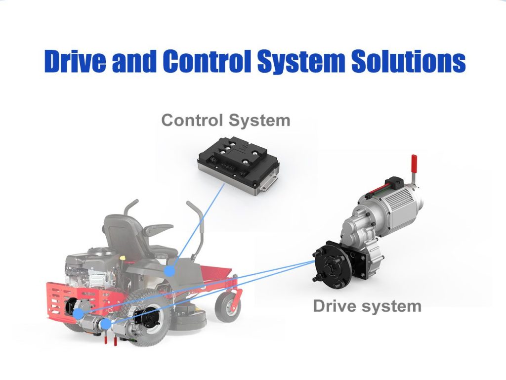 Rotontek electric wheel motor used in tracked zero-turn mower