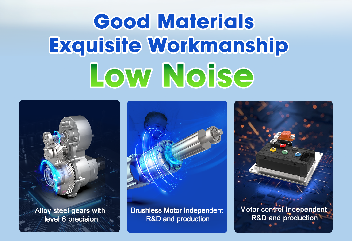 Rotontek 2.5KW–7.5KW low noise heavy-duty electric drive axle